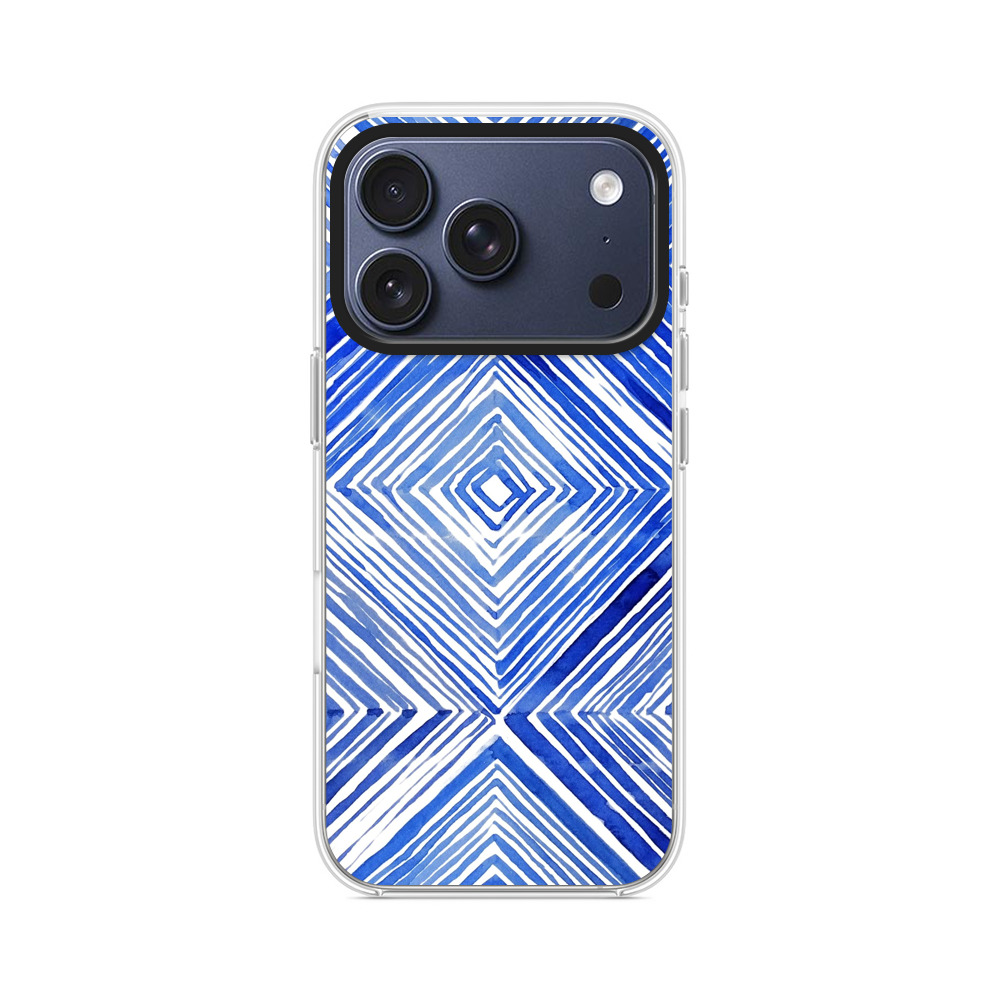 青の幾何学模様 iPhone 17 Proオリジナルケース