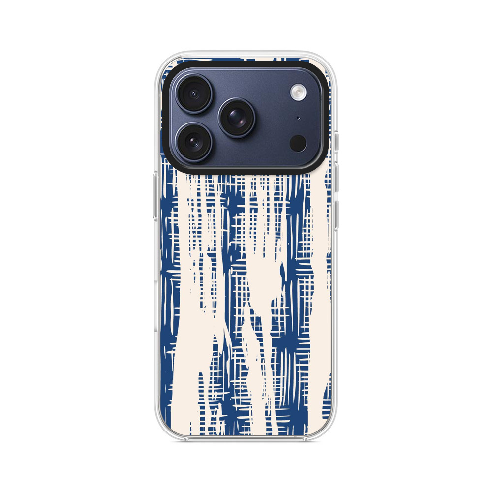 青と白の抽象パターン iPhone 17 Proオリジナルケース