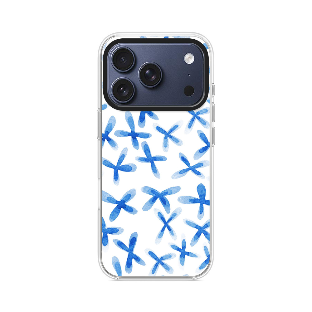 青い花の模様 iPhone 17 Proオリジナルケース