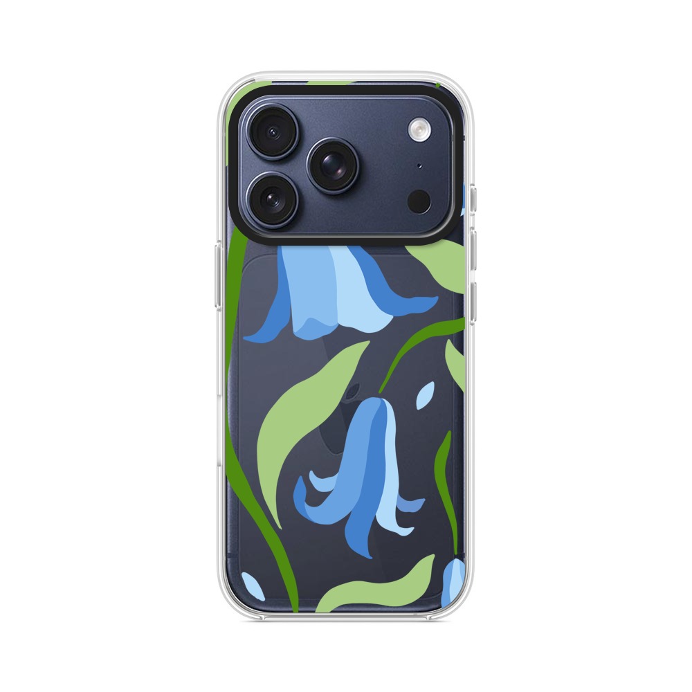 青い花の模様 iPhone 17 Proオリジナルケース