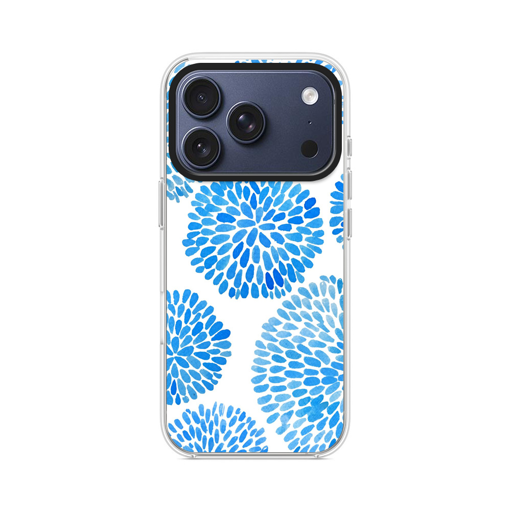 青い花のパターン iPhone 17 Proオリジナルケース