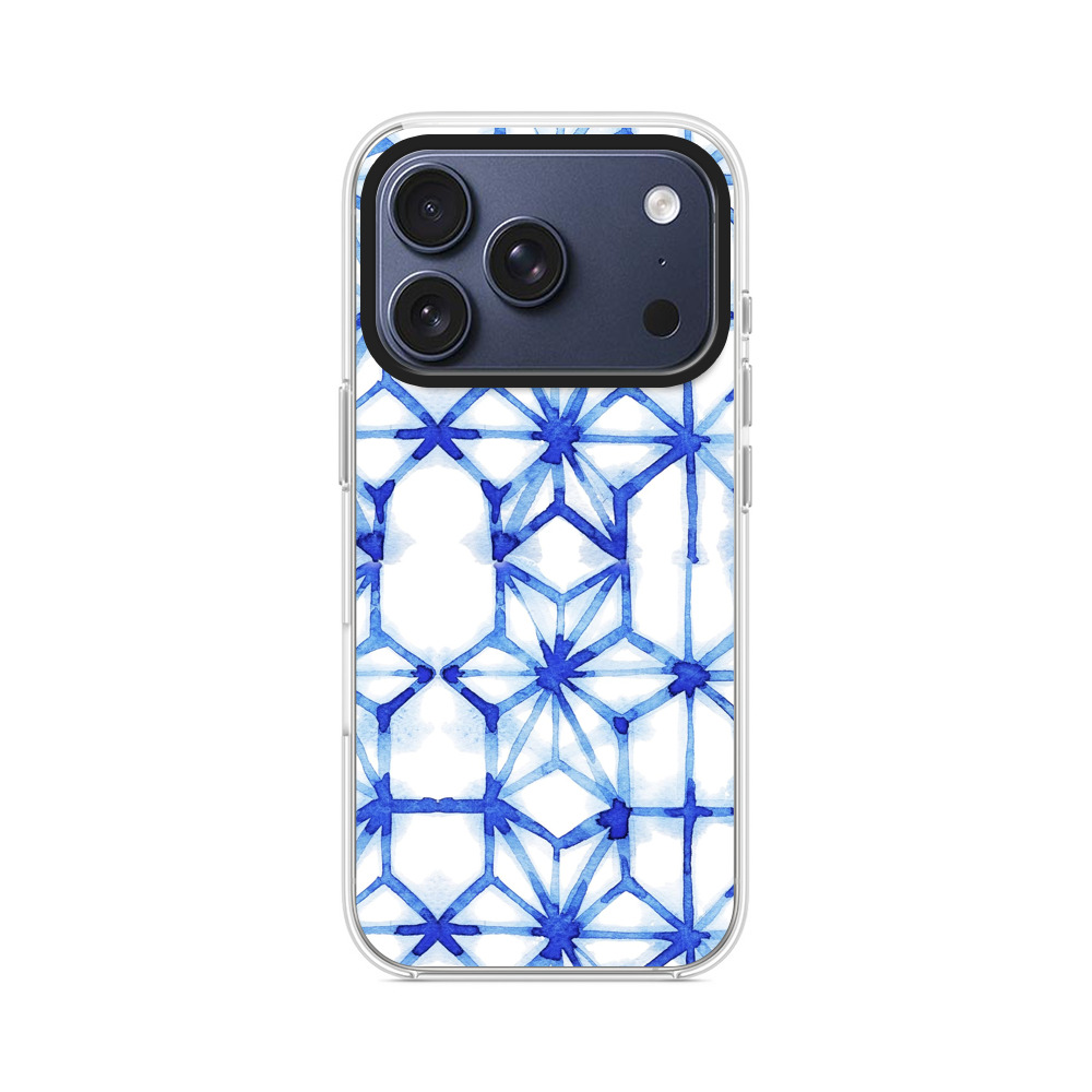 青い水彩のパターン iPhone 17 Proオリジナルケース