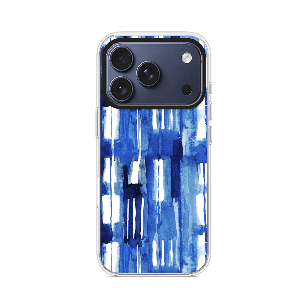 青い水彩のパターン iPhone 17 Proオリジナルケース