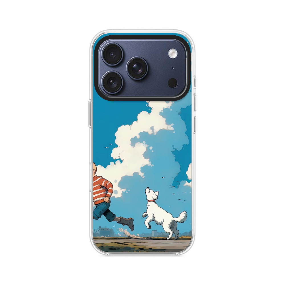 青空と電車の前の少年 iPhone 17 Proオリジナルケース