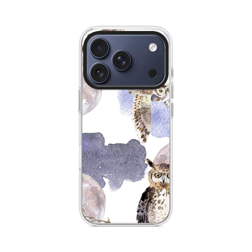 フクロウと月の水彩画 iPhone 17 Proオリジナルケース