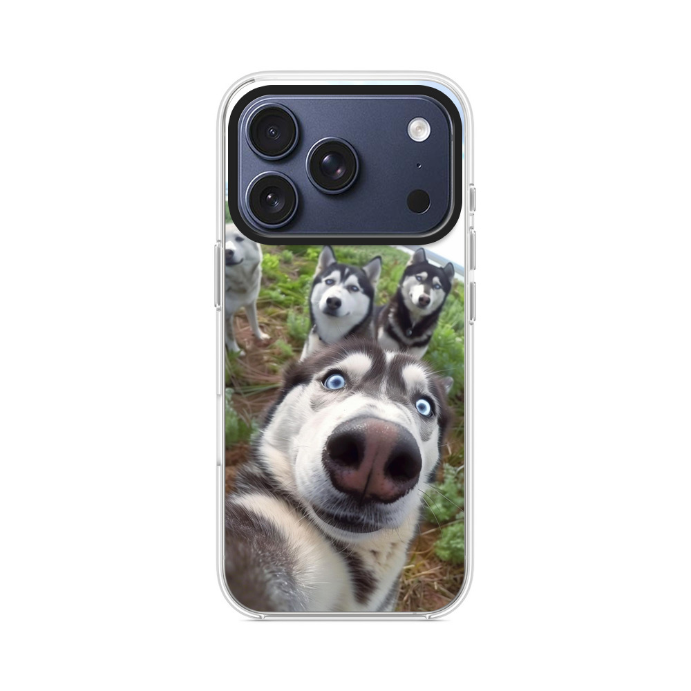 元気なハスキー犬の群れ iPhone 17 Proオリジナルケース