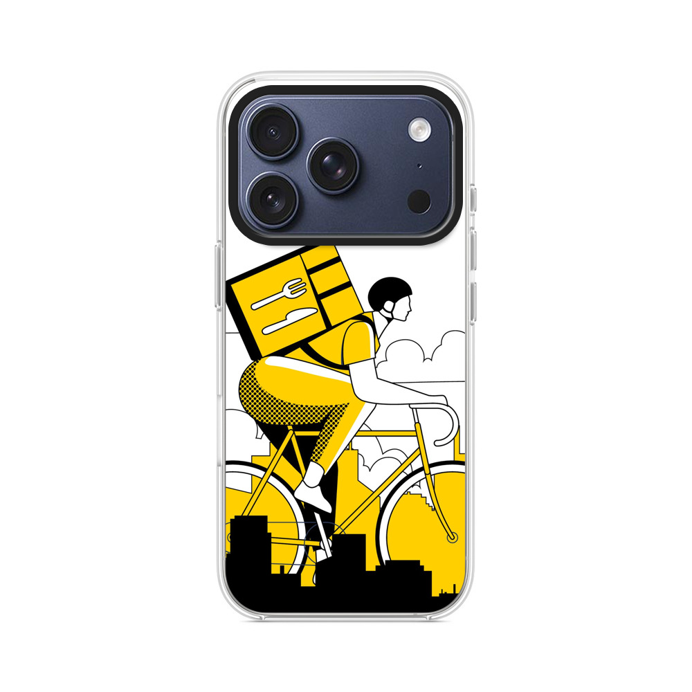 配達員が自転車で配達するシルエット iPhone 17 Proオリジナルケース