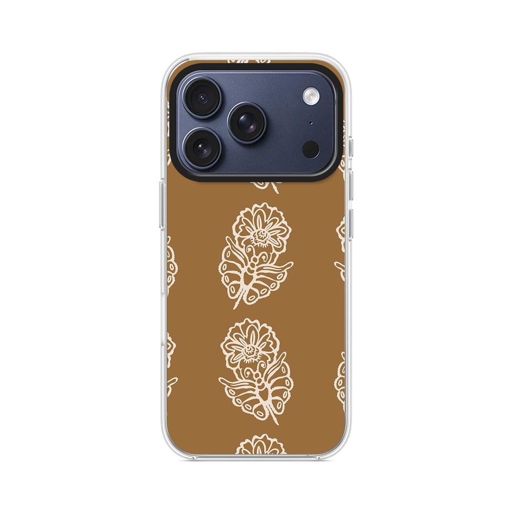 花と葉のパターン iPhone 17 Proオリジナルケース