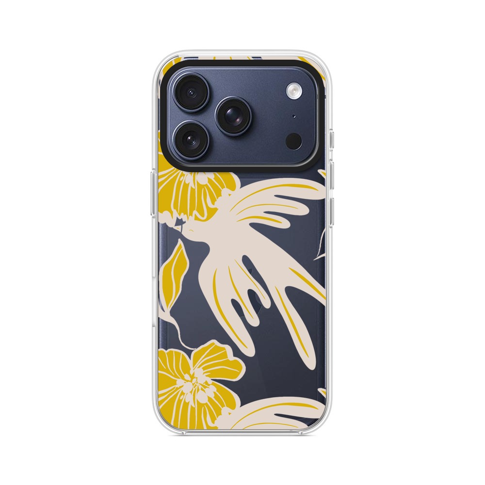 花と鳥のパターン iPhone 17 Proオリジナルケース