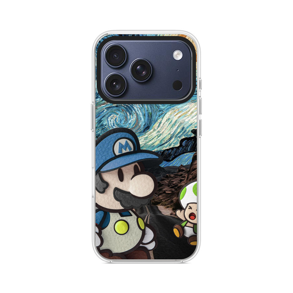 星月夜のマリオとキノピオ iPhone 17 Proオリジナルケース