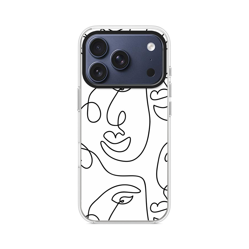 一筆書きの顔アートパターン iPhone 17 Proオリジナルケース