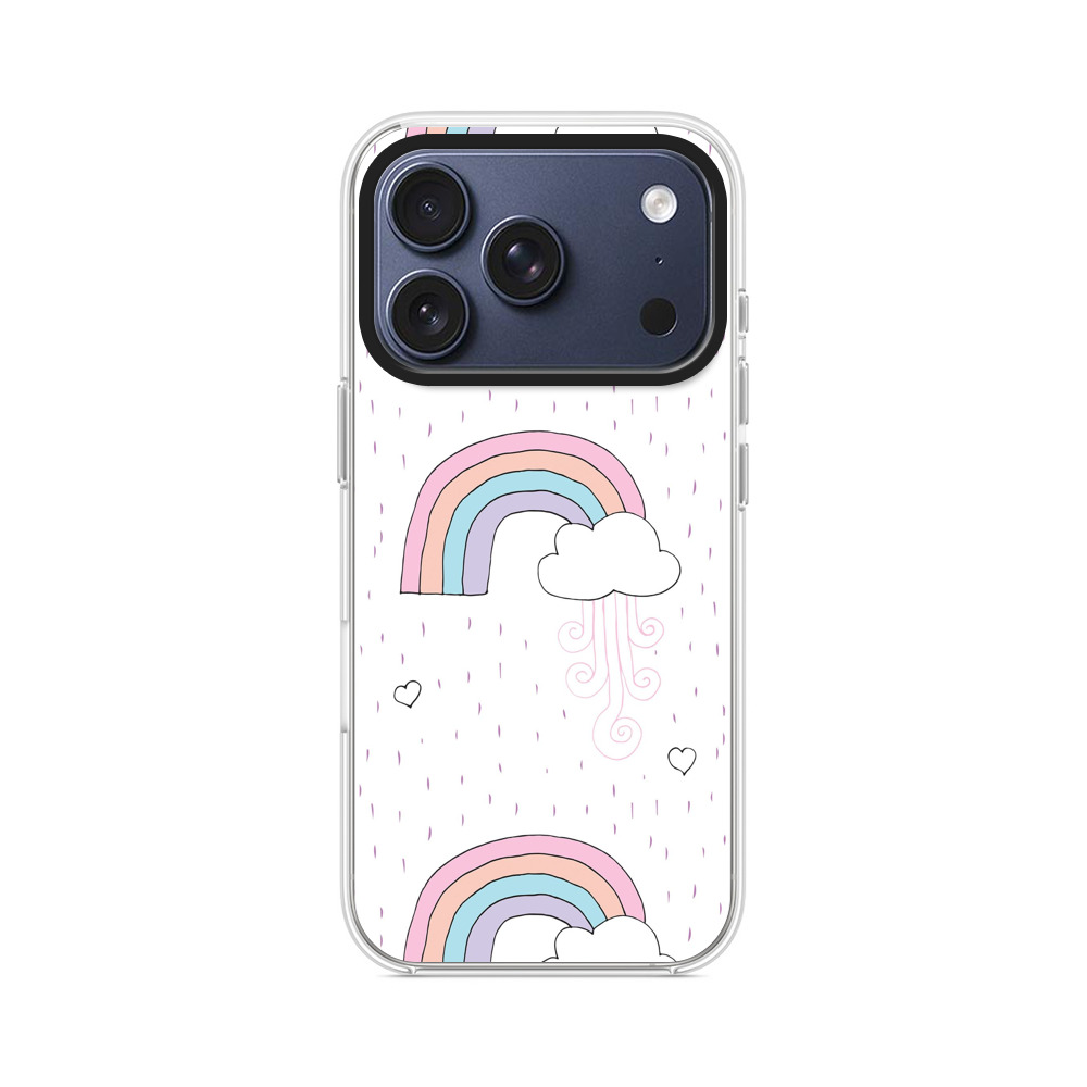 カラフルな虹と雲のパターン iPhone 17 Proオリジナルケース