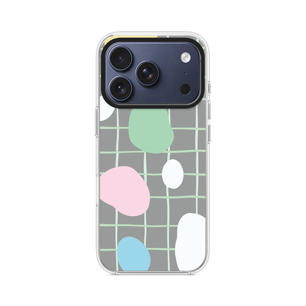 カラフルな抽象的な石とグリッドパターン iPhone 17 Proオリジナルケース