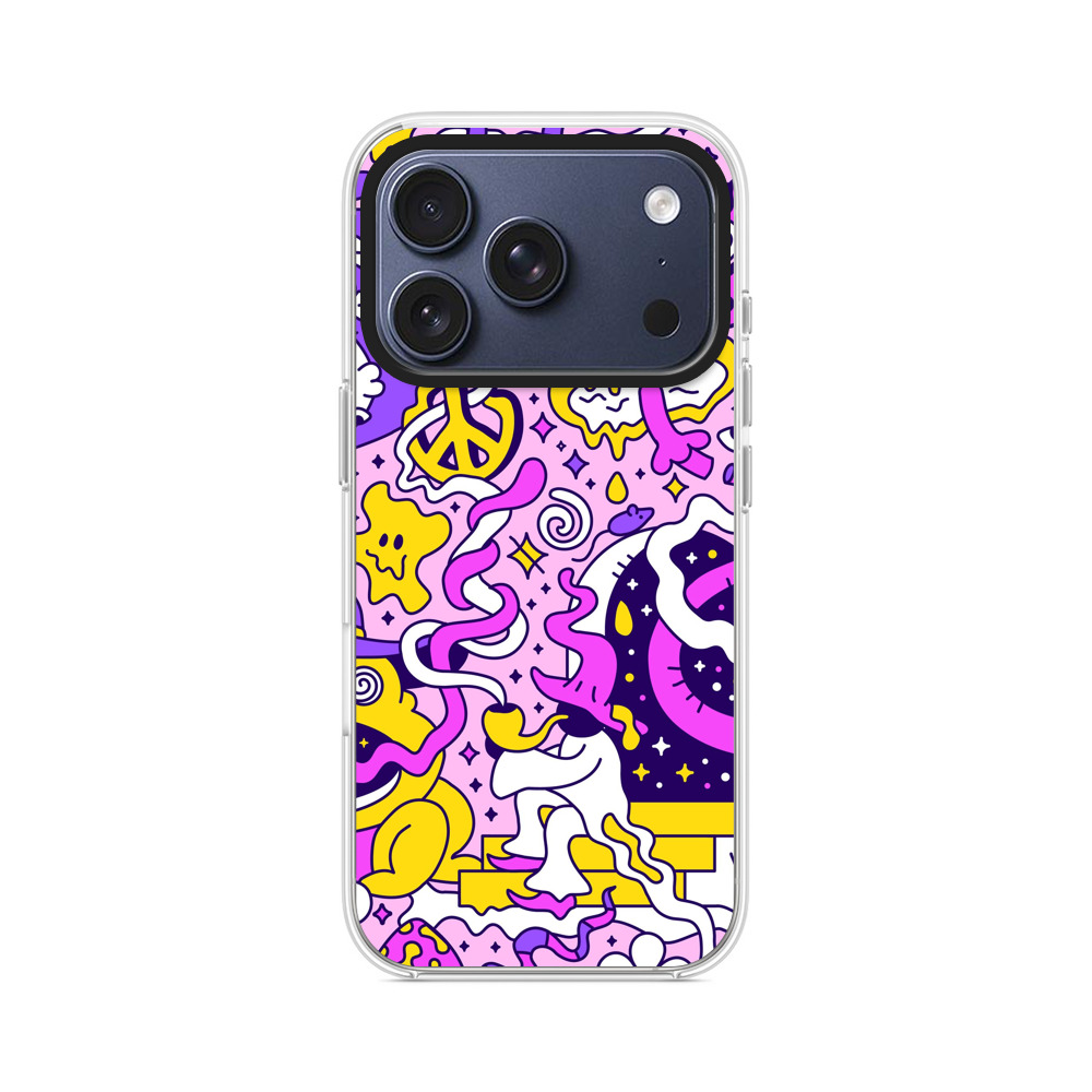 カラフルな不思議キャラクターの集合 iPhone 17 Proオリジナルケース