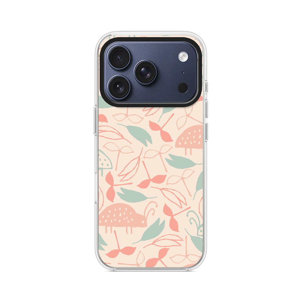 カラフルな昆虫と葉のパターン iPhone 17 Proオリジナルケース