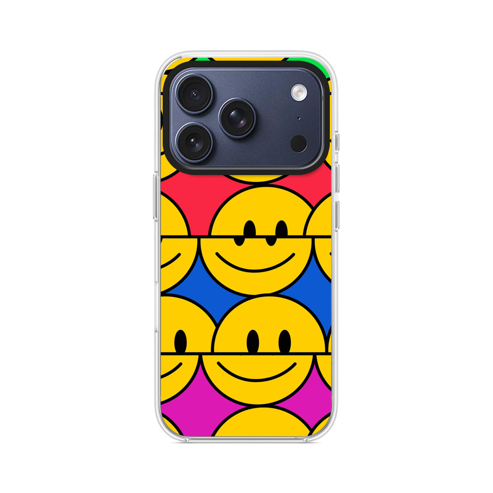 カラフルなスマイリーフェイスパターン iPhone 17 Proオリジナルケース