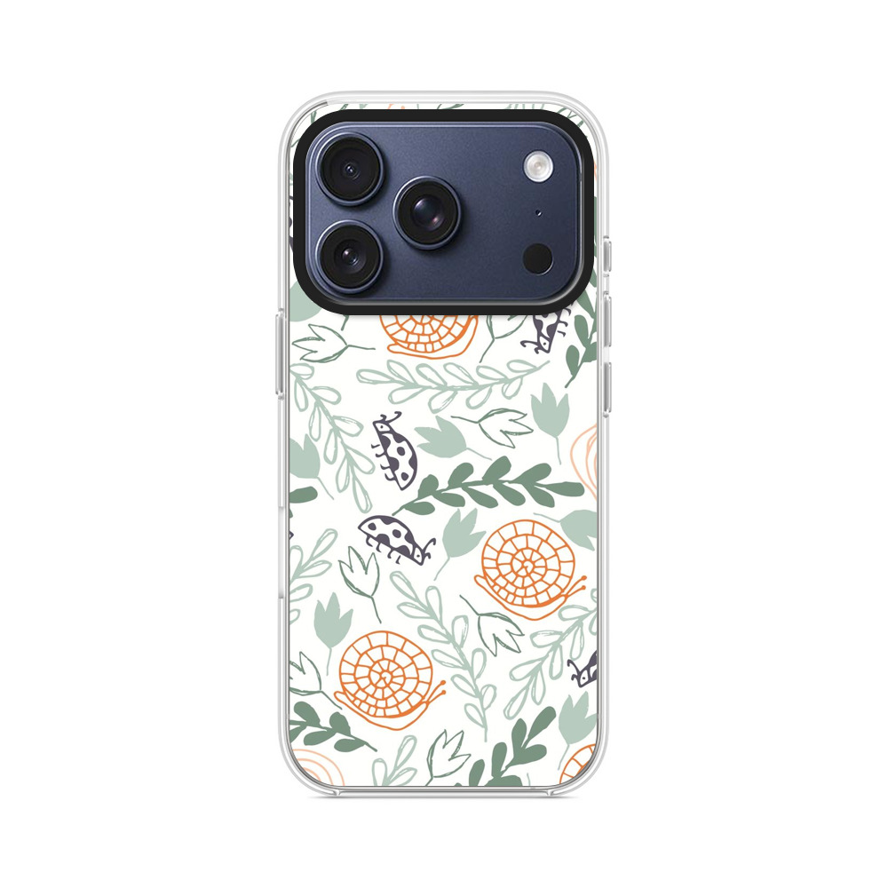 カタツムリとてんとう虫のパターン iPhone 17 Proオリジナルケース