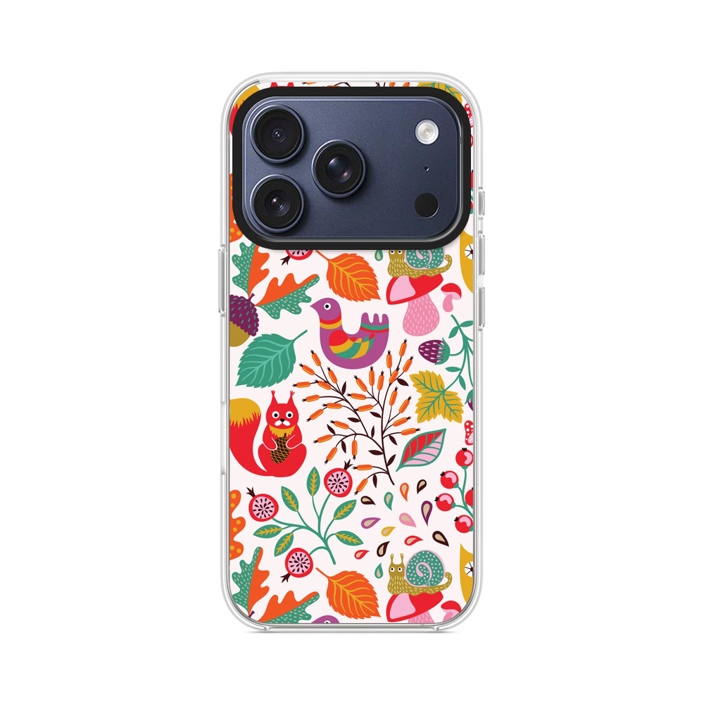 かわいい動物と植物のパターン iPhone 17 Proオリジナルケース