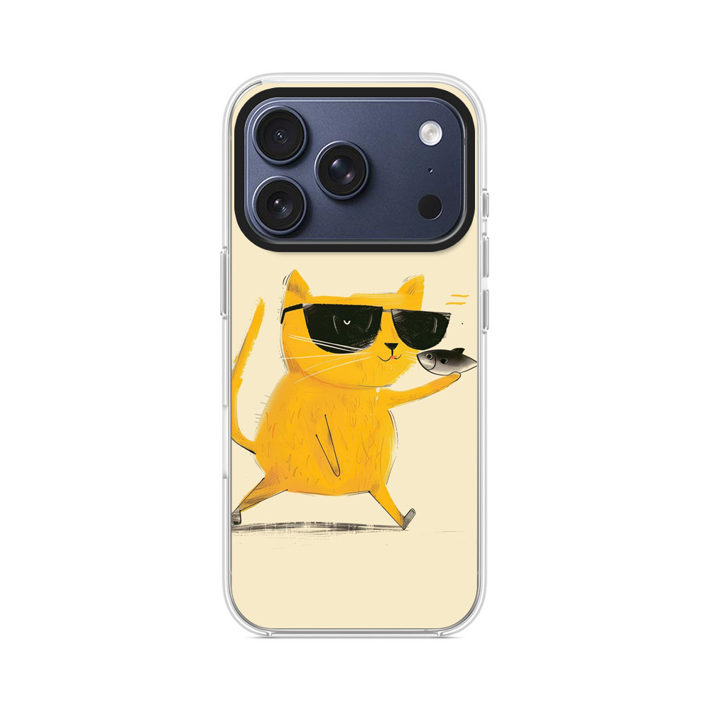 サングラス猫と魚 iPhone 17 Proオリジナルケース