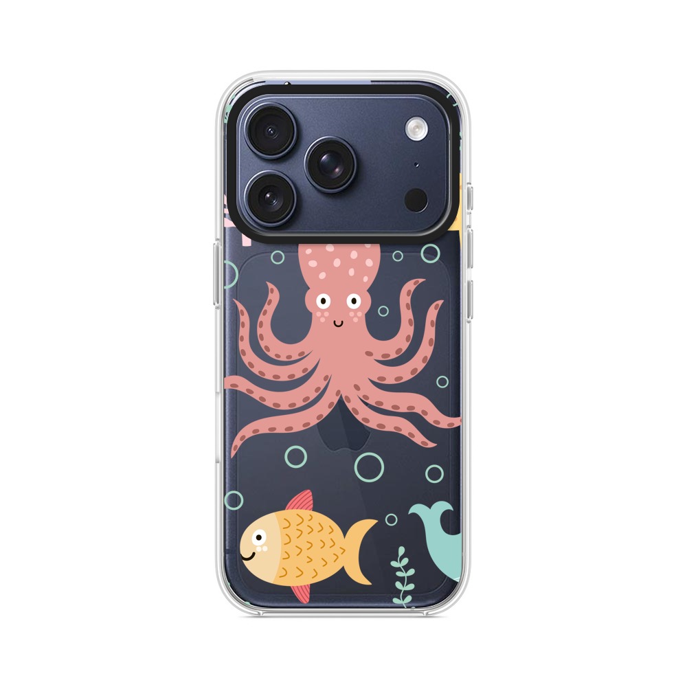 かわいい海の生き物たちのパターン iPhone 17 Proオリジナルケース