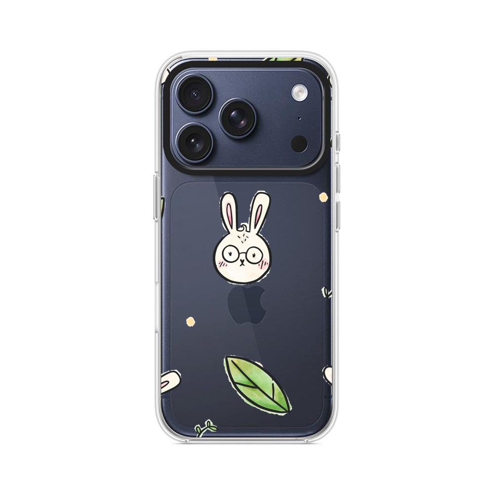 かわいいウサギと葉っぱ iPhone 17 Proオリジナルケース