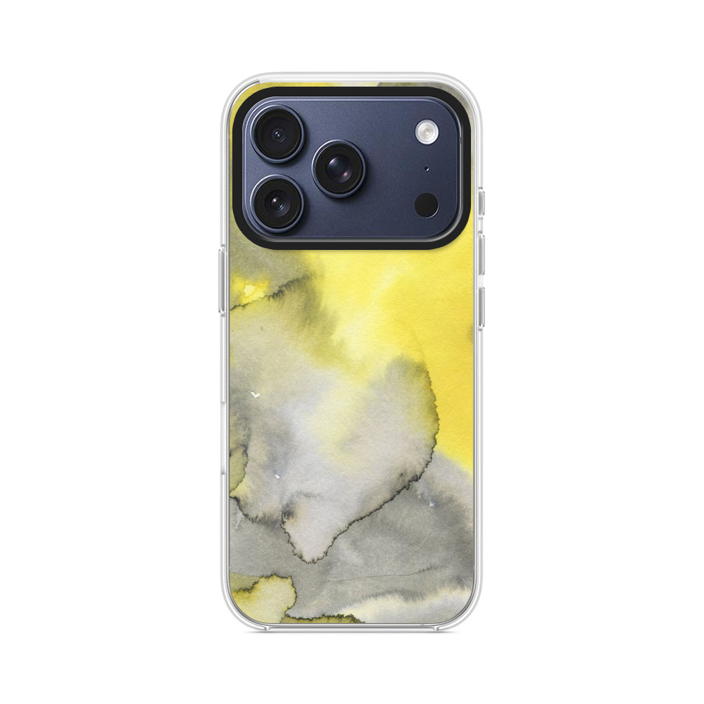 黄色と灰色の水彩模様 iPhone 17 Proオリジナルケース