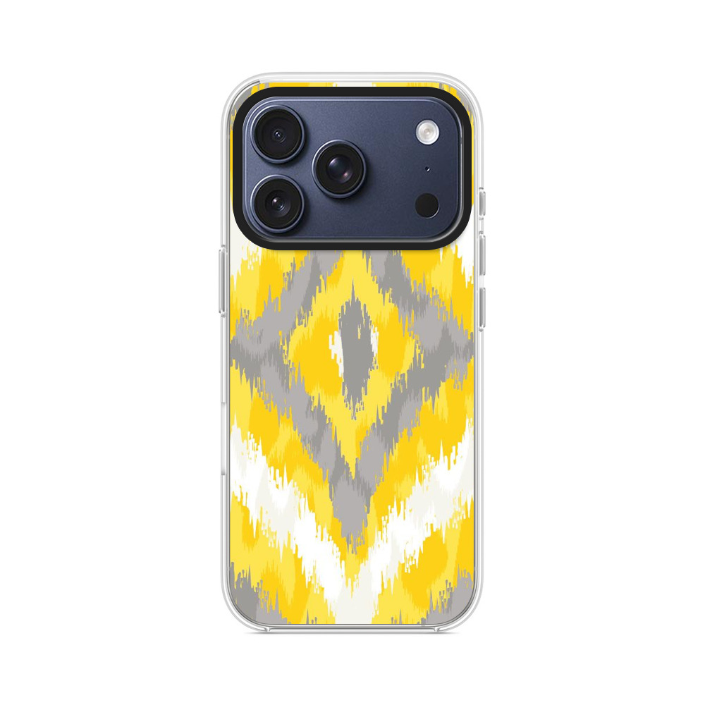 黄色とグレーのジオメトリックパターン iPhone 17 Proオリジナルケース