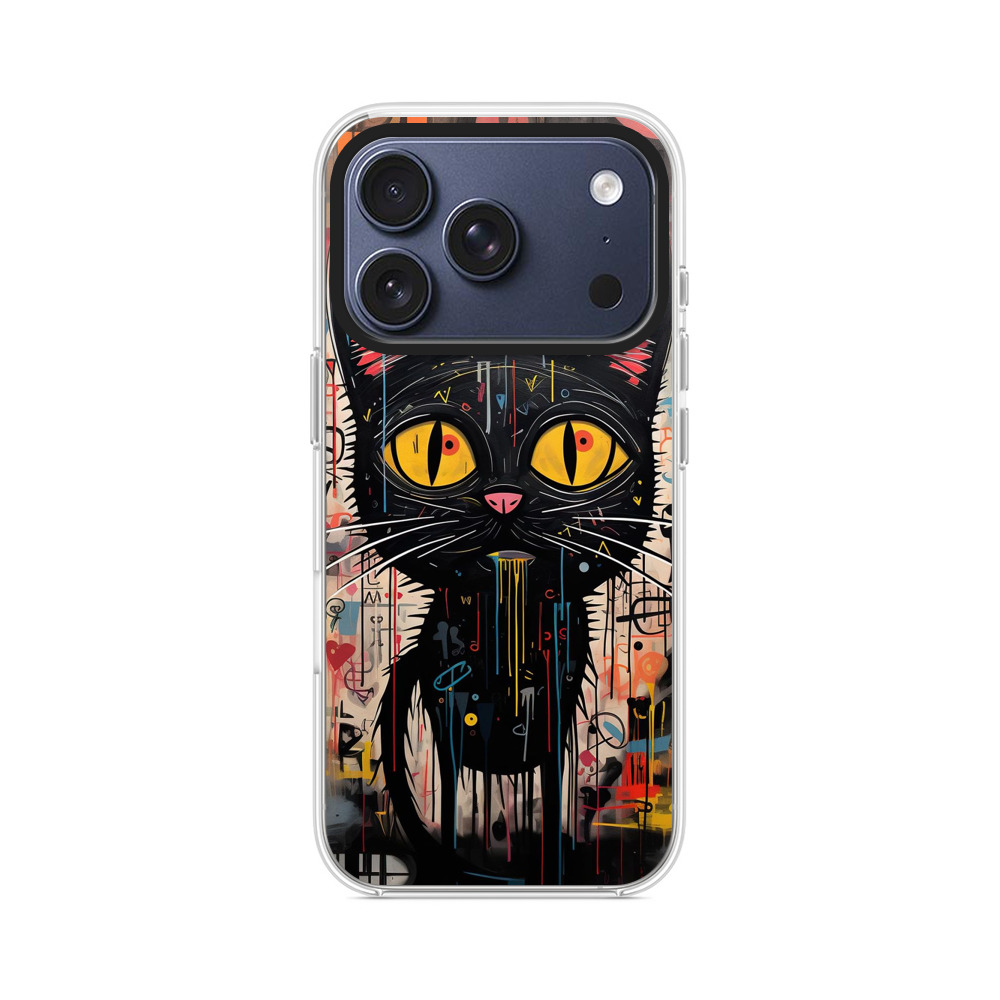 抽象的な黒猫のアート iPhone 17 Proオリジナルケース