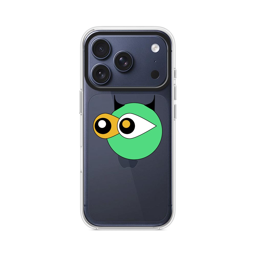 目のある緑のキャラクター iPhone 17 Proオリジナルケース