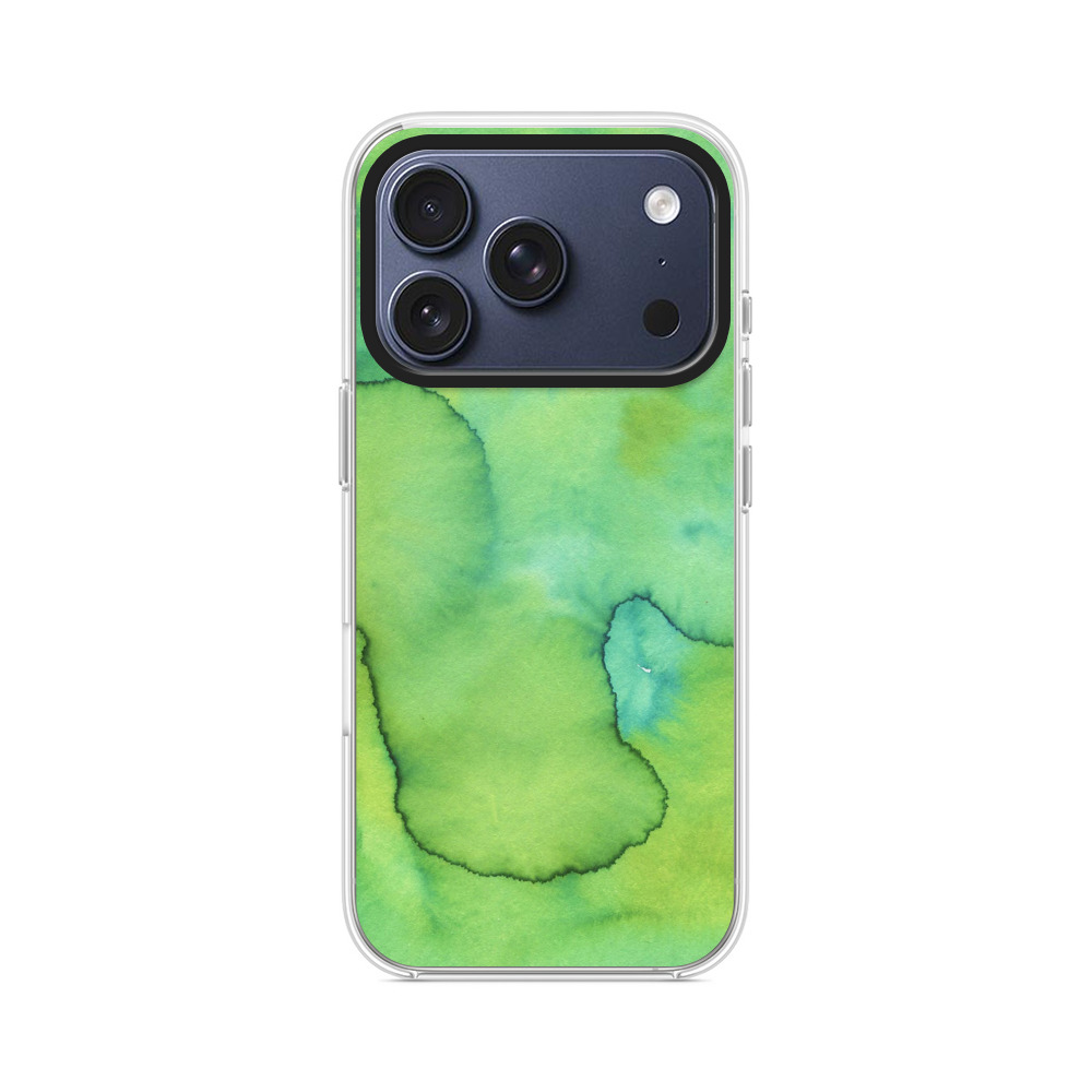 緑の水彩模様 iPhone 17 Proオリジナルケース
