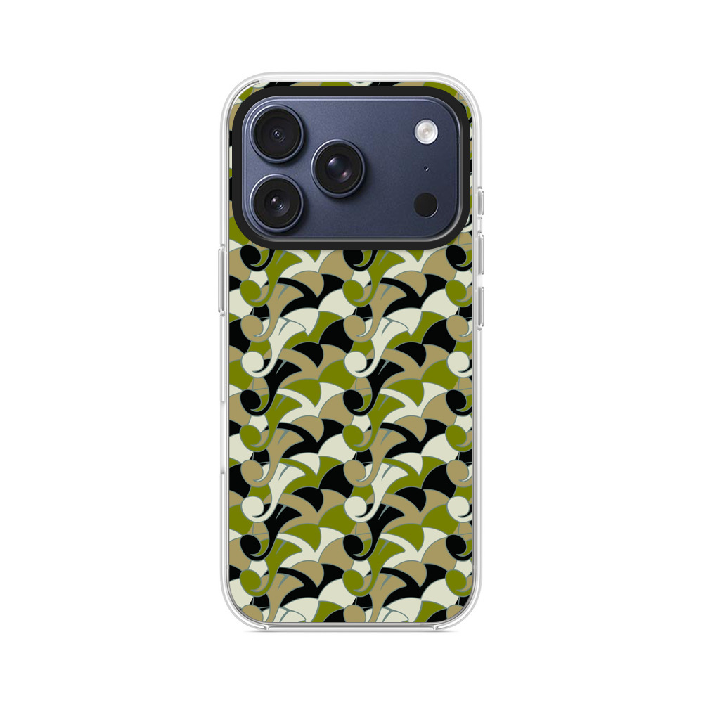 緑と黒の幾何学模様 iPhone 17 Proオリジナルケース