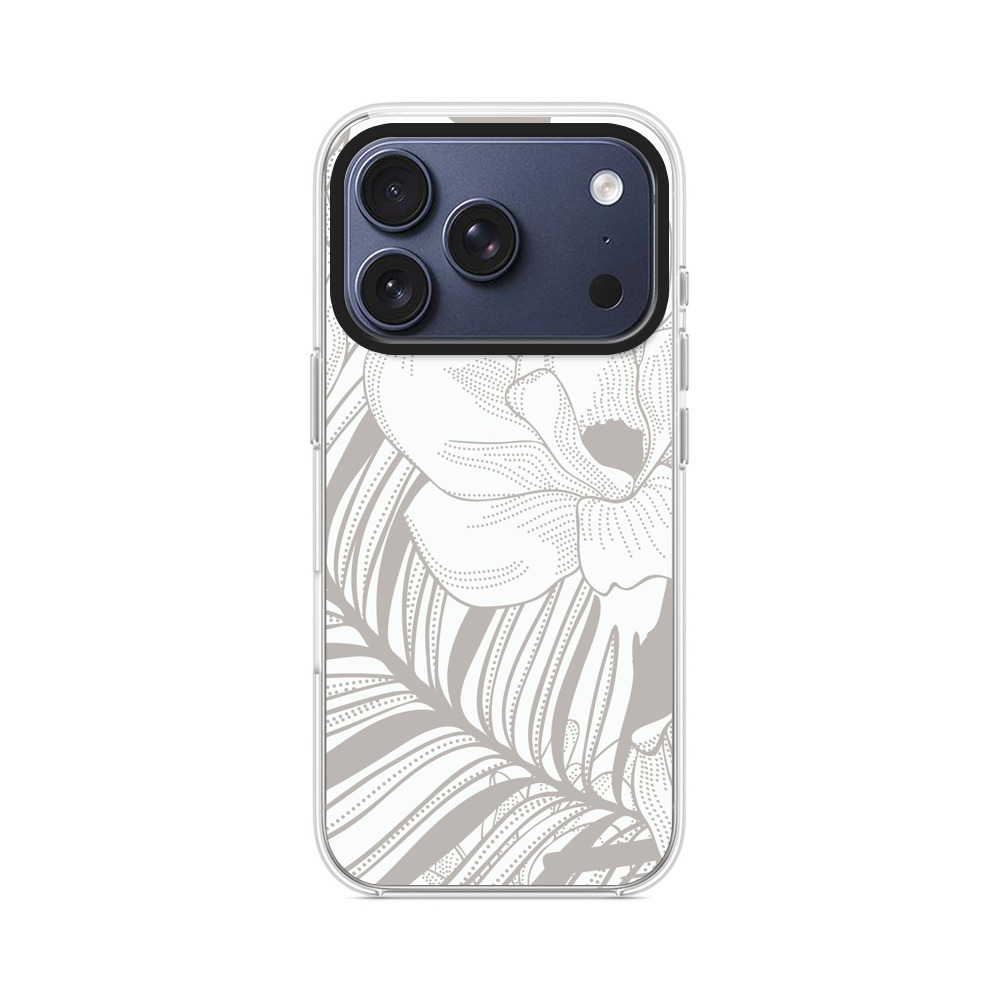 モノクロの熱帯植物イラスト iPhone 17 Proオリジナルケース