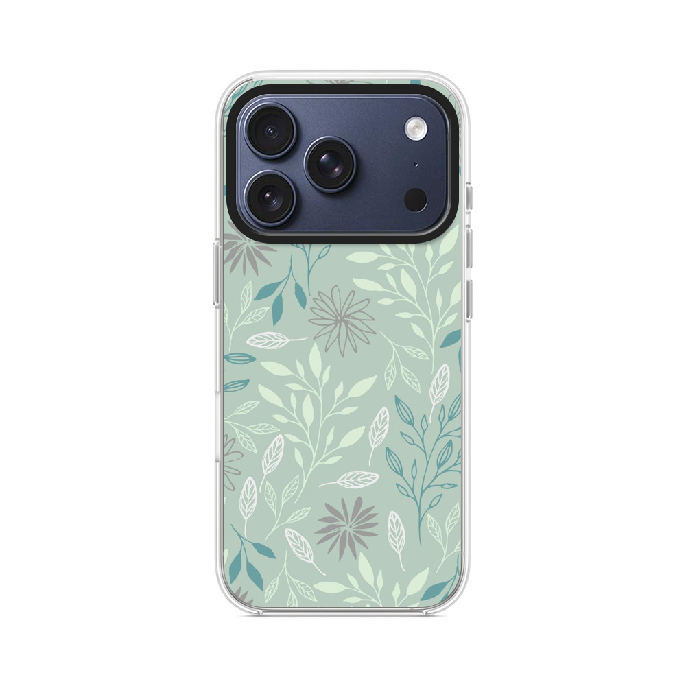 ナチュラルグリーンの植物模様 iPhone 17 Proオリジナルケース