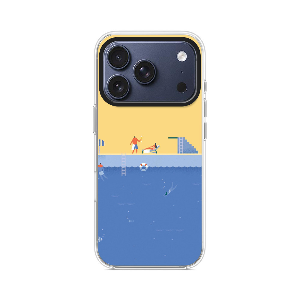 夏の海と水中スイマー iPhone 17 Proオリジナルケース