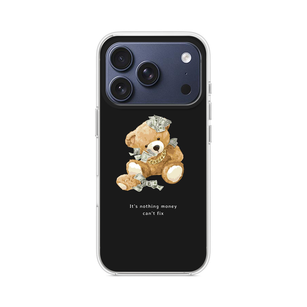 お金に囲まれたクマのぬいぐるみ iPhone 17 Proオリジナルケース