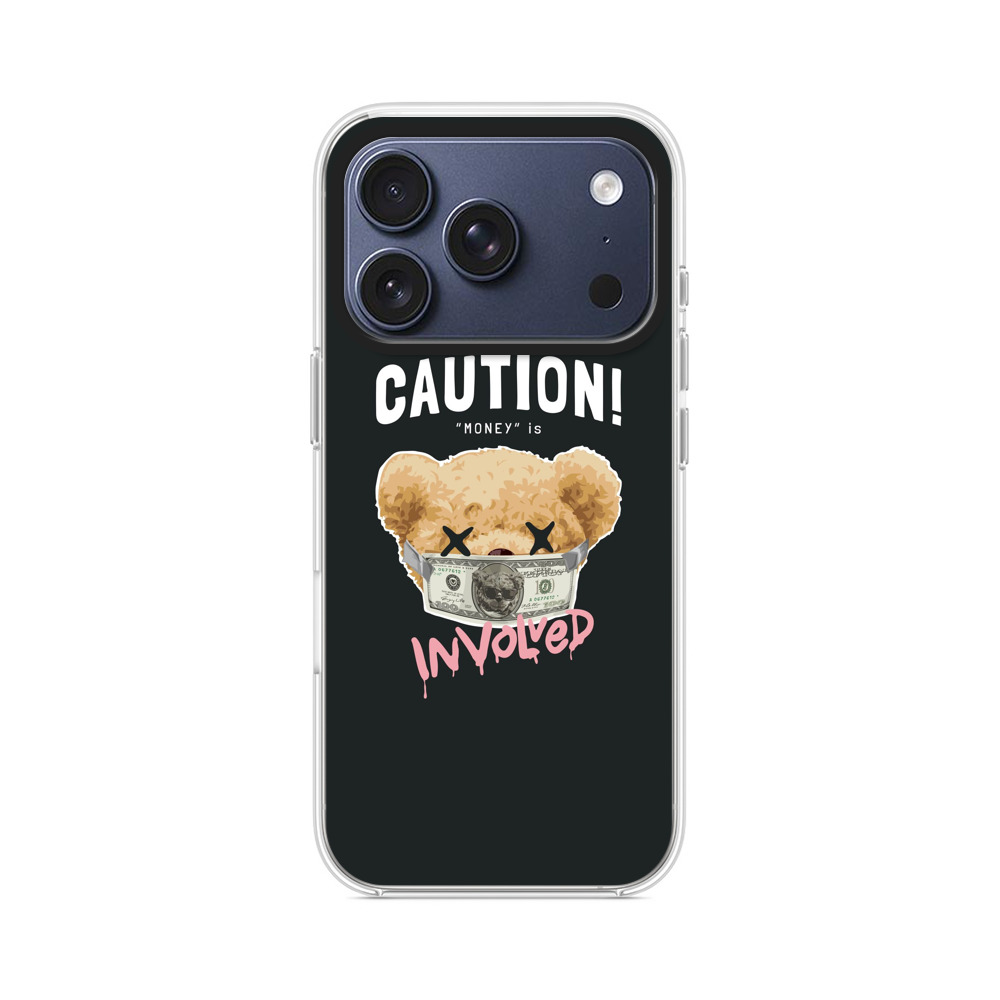 お金のマスクをしたクマのイラスト iPhone 17 Proオリジナルケース
