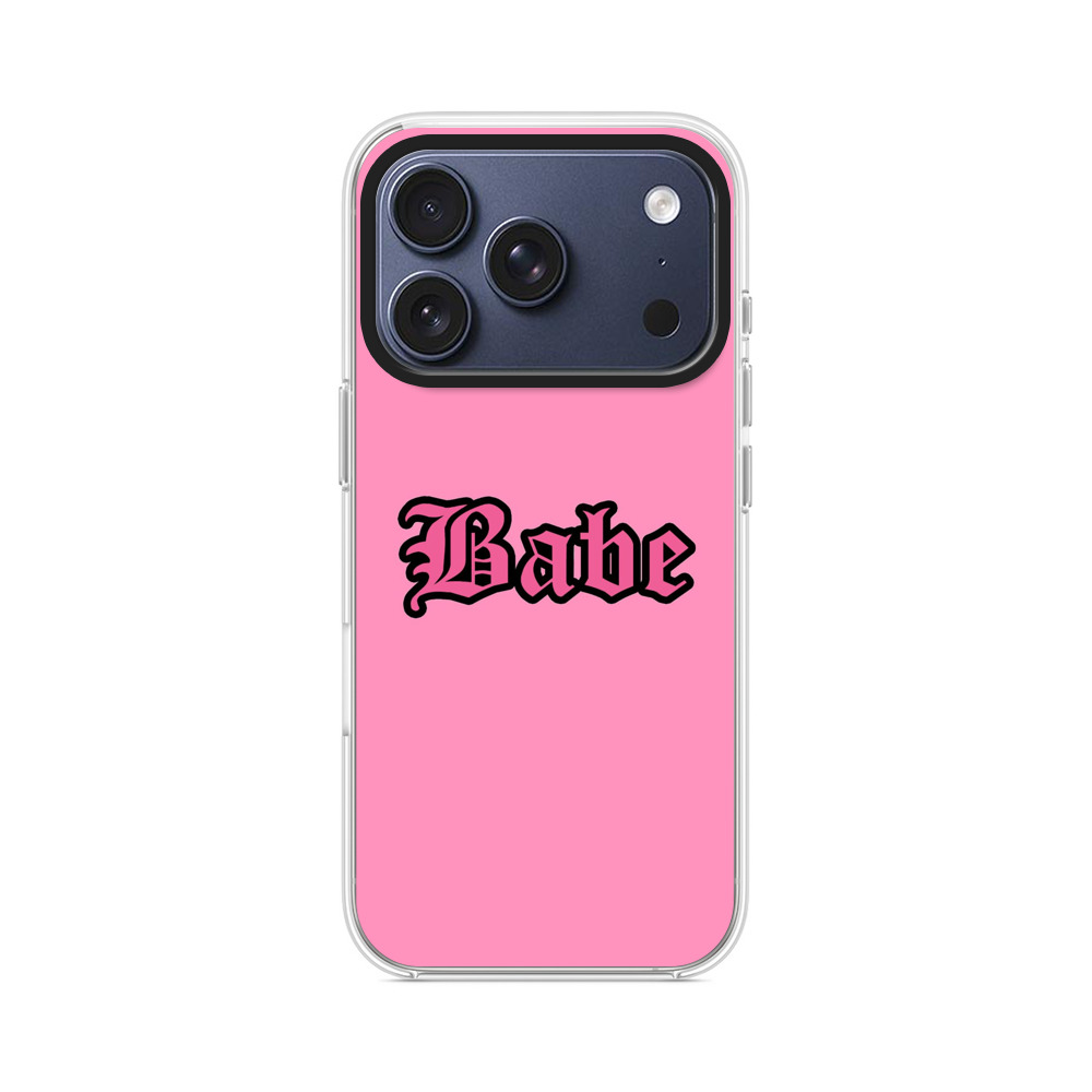 ピンク背景のベイブ文字 iPhone 17 Proオリジナルケース