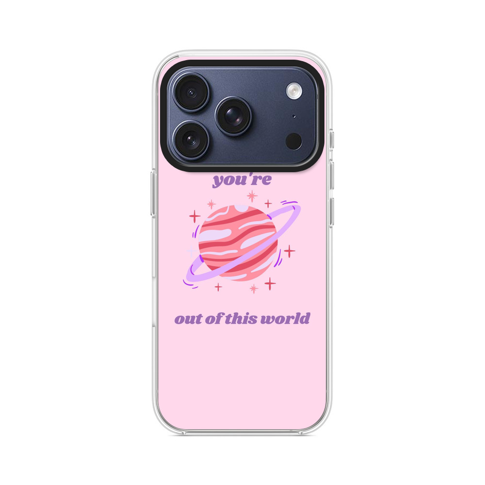 ピンクの惑星と英語のメッセージ iPhone 17 Proオリジナルケース