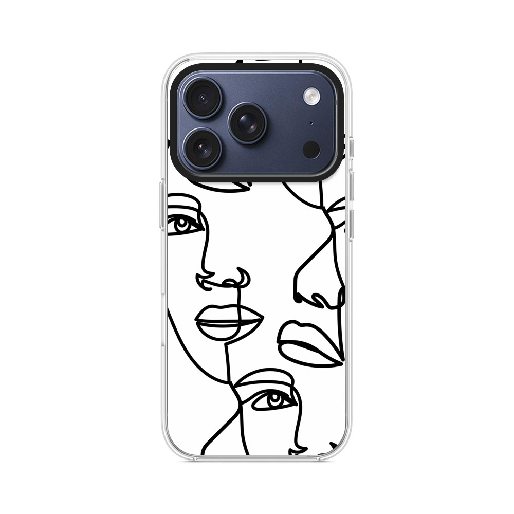 連続した顔の抽象イラスト iPhone 17 Proオリジナルケース