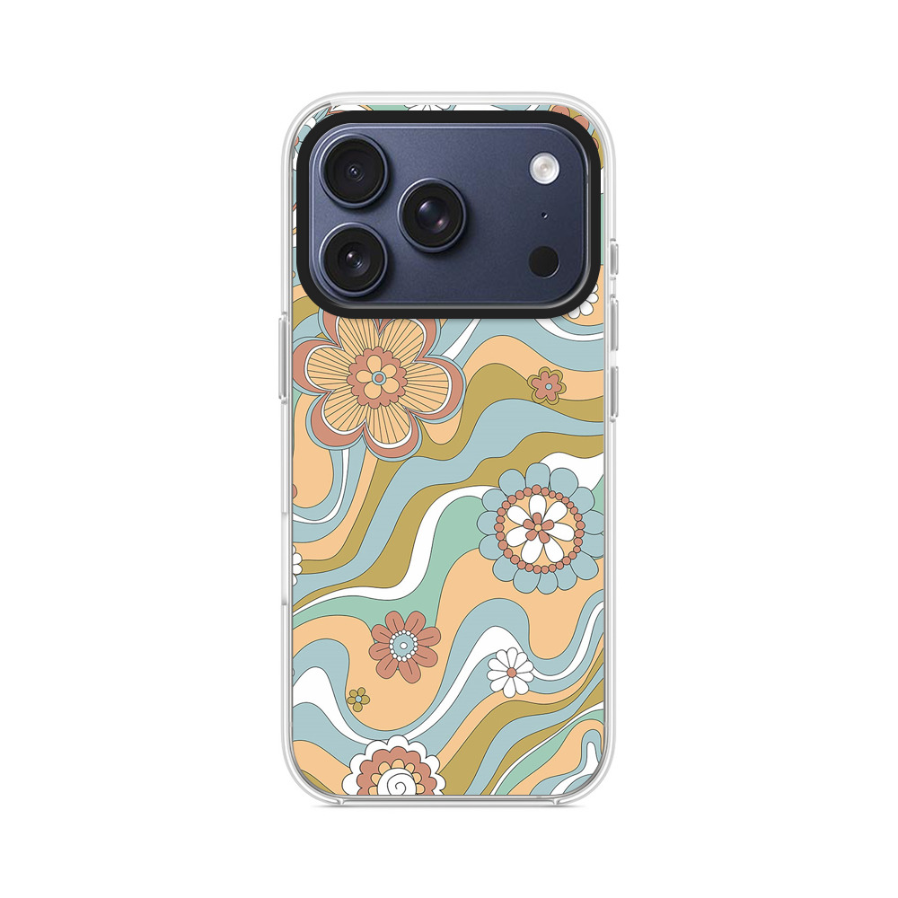 レトロな花柄パターン iPhone 17 Proオリジナルケース