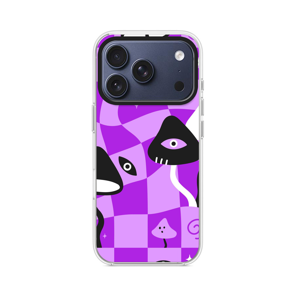 サイケデリックなキノコパターン iPhone 17 Proオリジナルケース