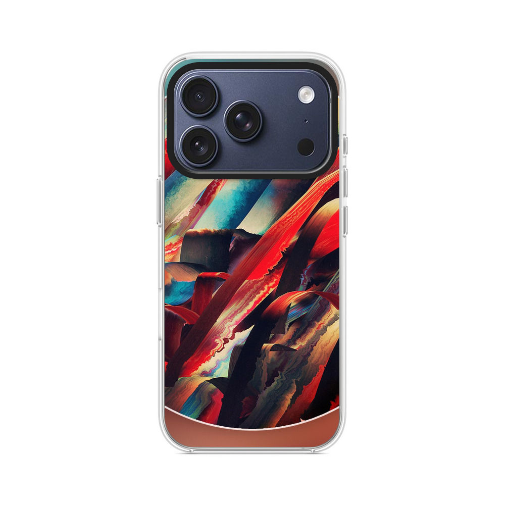 鮮やかな赤青抽象アート iPhone 17 Proオリジナルケース