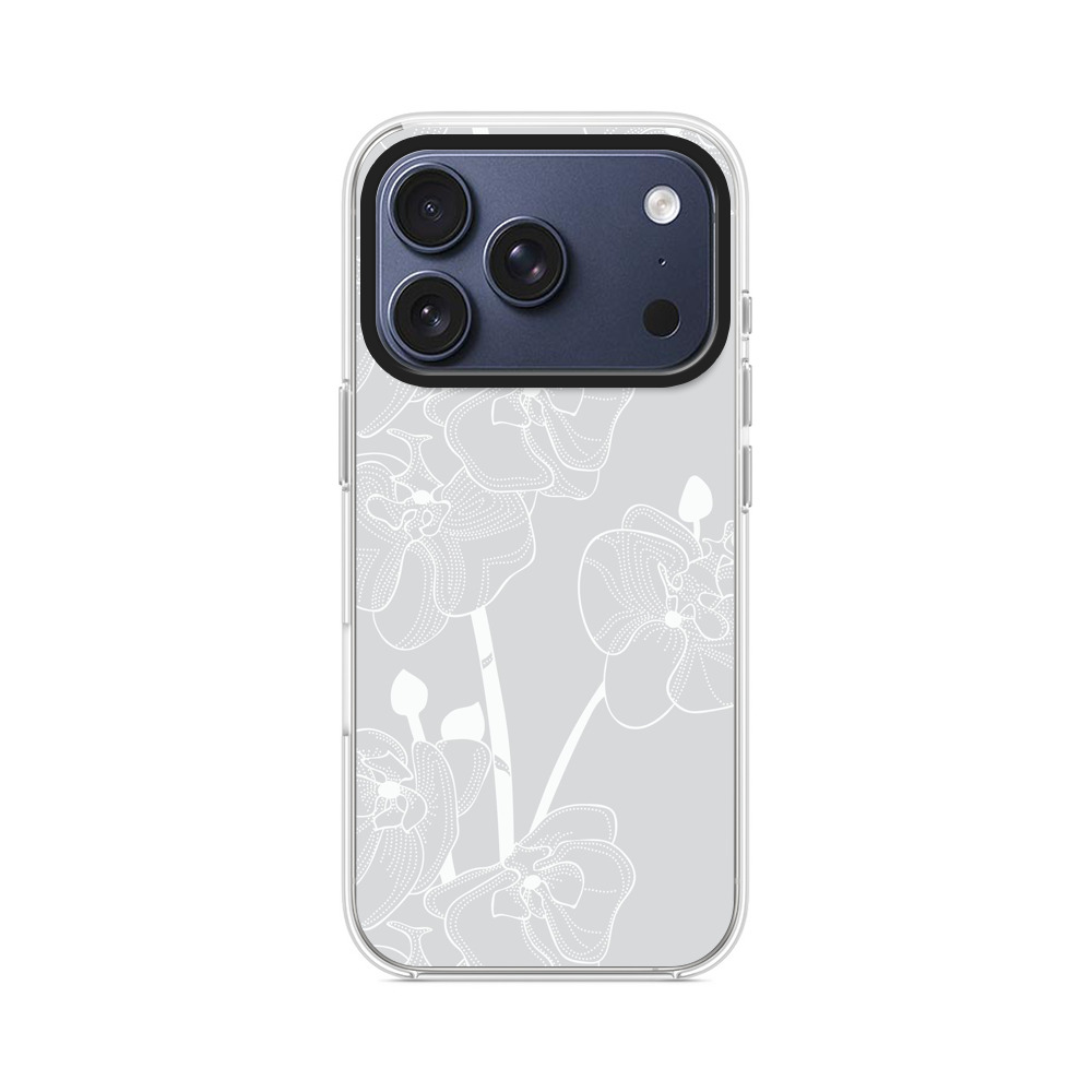シンプルな蘭の線画パターン iPhone 17 Proオリジナルケース
