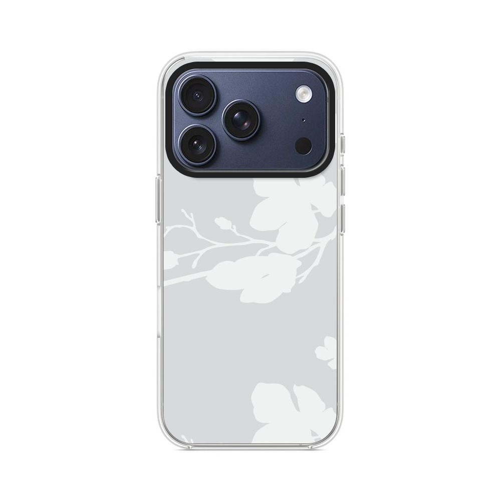 白い花のパターン iPhone 17 Proオリジナルケース