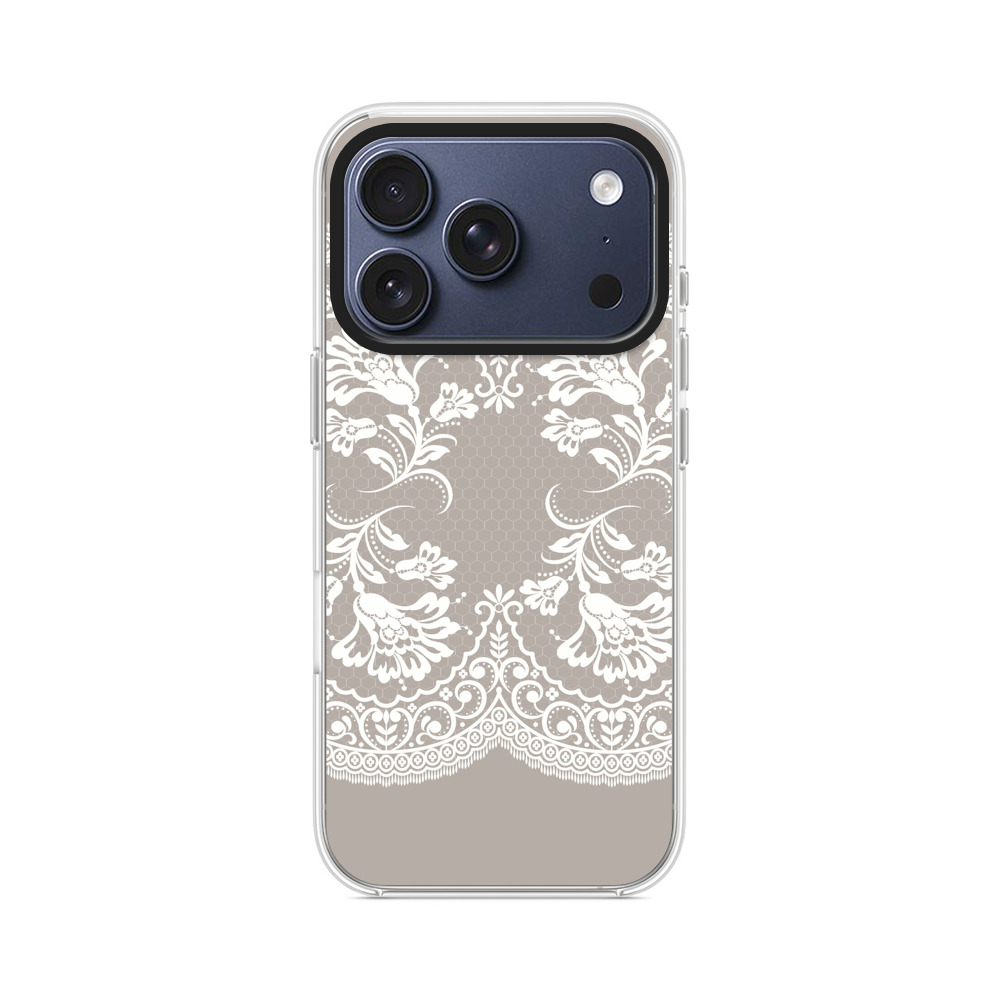 白いレース模様 iPhone 17 Proオリジナルケース