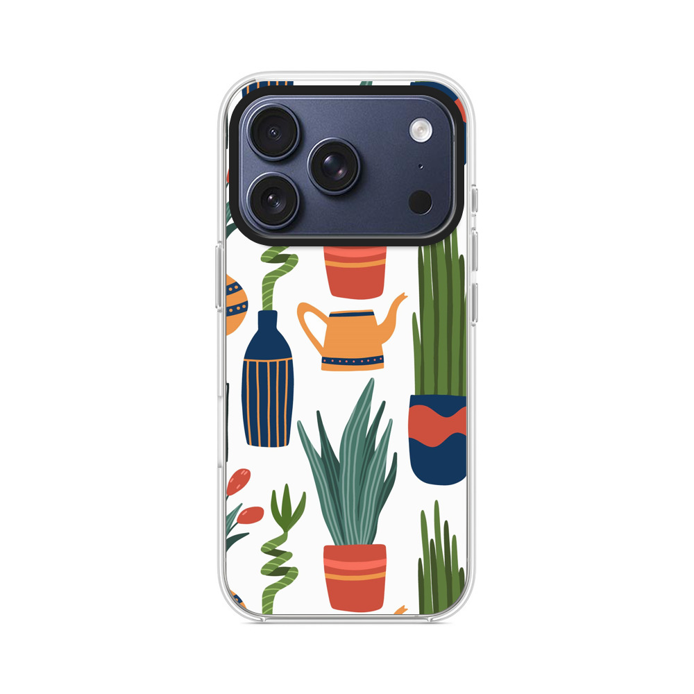 多肉植物と花のパターン iPhone 17 Proオリジナルケース