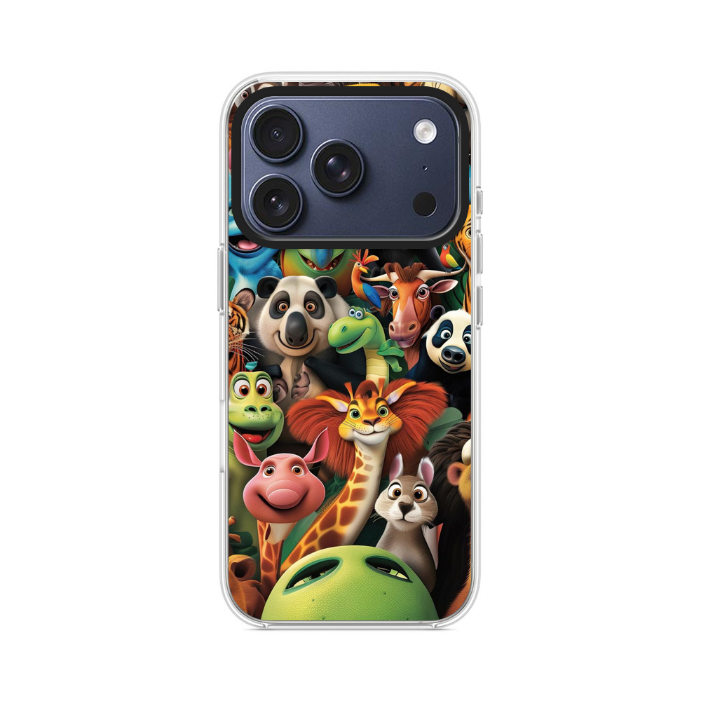 多彩な動物キャラ集合 iPhone 17 Proオリジナルケース