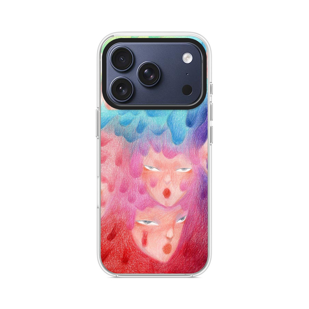 溶けるような多色の顔群 iPhone 17 Proオリジナルケース