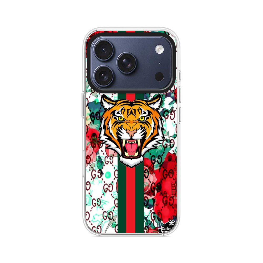 虎とバラのデザイン iPhone 17 Proオリジナルケース