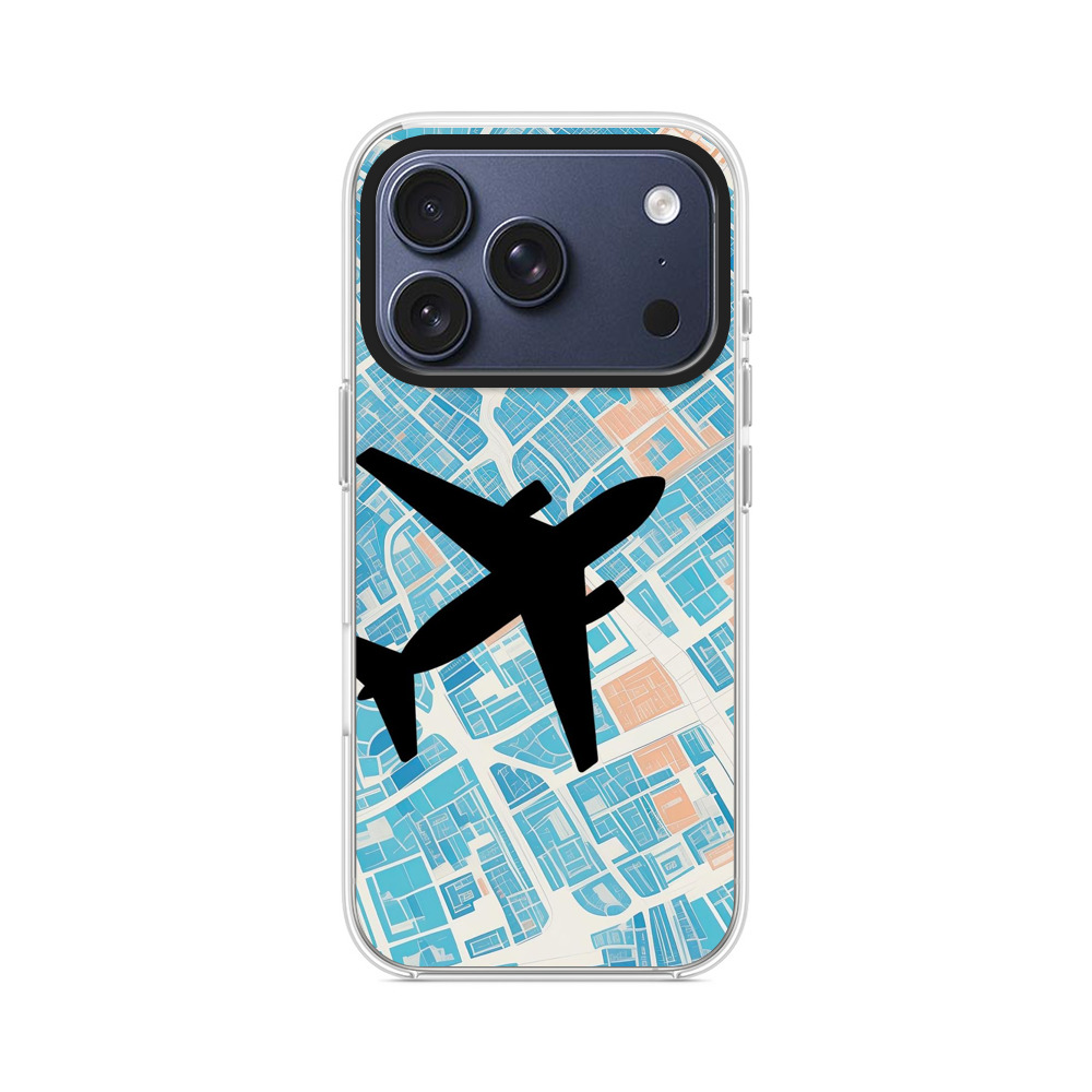 都市地図と飛行機 iPhone 17 Proオリジナルケース